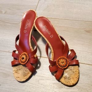 Leather, strappy summer heels size 6